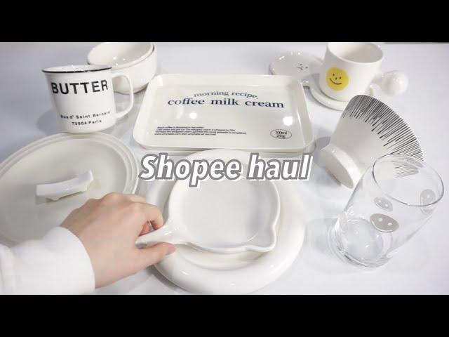 Shopee haul | peralatan makan aesthetic | unboxing piring dan gelas | aesthetic tableware