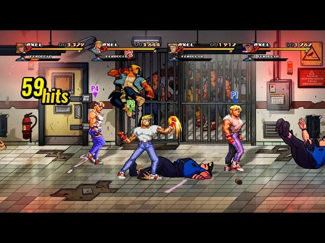 Streets of Rage 4 Arcade Mode Playthrough / Longplay - Hard - 4 Player Co-op - Axel
