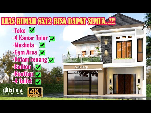 DESAIN RUMAH MODERN TROPIS ADA TOKONYA  | RUKO MINIMALIS 2 LANTAI | SHOPHOUSE DESIGN  8 x 12 Sqm