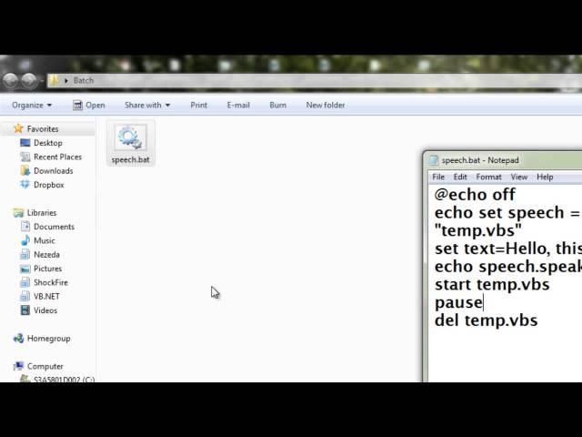 Batch Scripting - 14 - Speaking Batch File