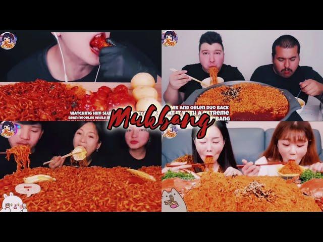 MUKBANG compilation || mukbangers eating spicy food || hot spicy noodles,chicken 