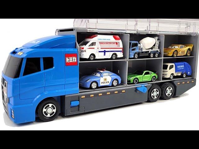 13 Type Tomica Cars  Tomica opening and put in big blue Okatazuke convoy