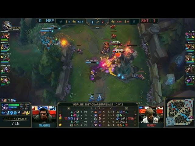 Worlds 2017 Championship - MSF Vs. SKT - Hans Sama Aggressive Tris Play