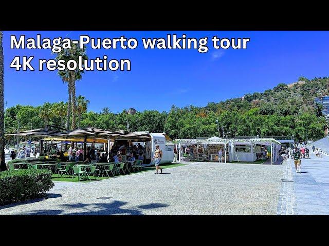 Malaga, Spain walking tour Beach Area and  Most Beautiful hotels and bars 4k resolution | #2024 