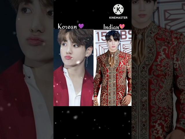 BTSmembers Korean and Indian look#bts#btsv#jhope#suga#jin#jungkook#jimin#rm#youtubeshorts