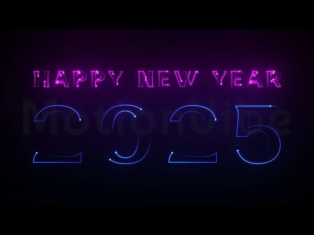 4K Neon Animated Background, Happy New Year 2025, Merry Christmas Live Wallpaper, New Year 2025