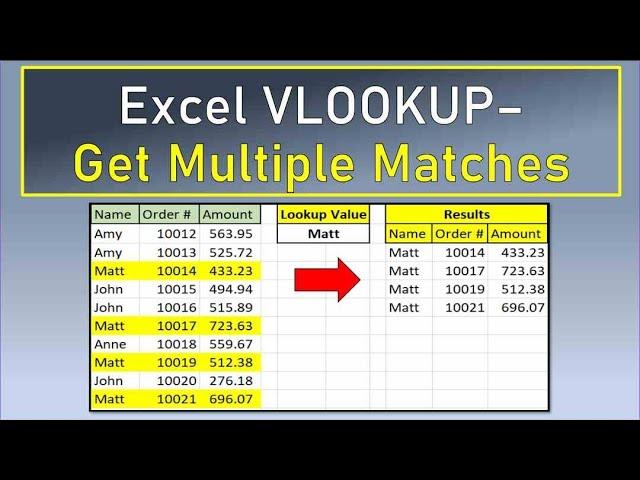 Excel VLookup to Return Multiple Matches