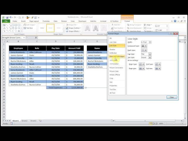 Microsoft Excel How to Insert Point to Cell With Arrow Shape