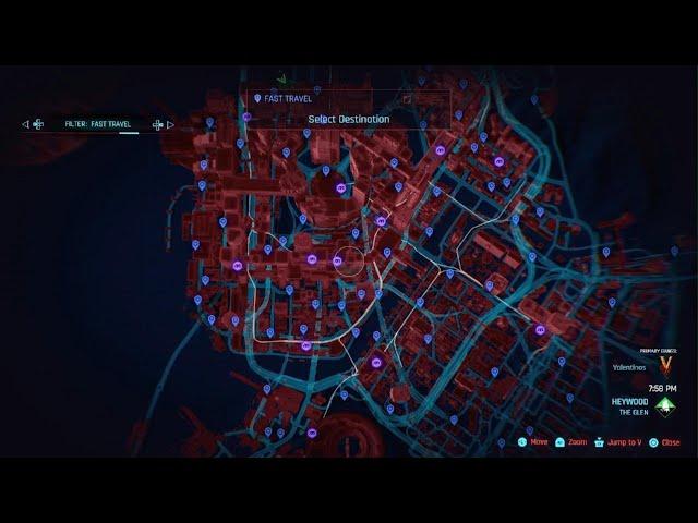 Cyberpunk 2077 2.1 ALL Fast Travel Locations for Frequent Flyer Trophy