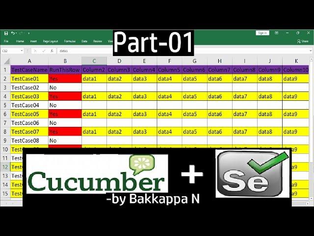 Cucumber Framework Selenium Tutorial-04 How to Read 'YES' Row Test Data from Excel File