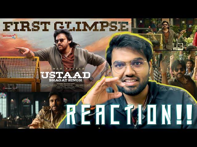 Ustaad Bhagat Singh First Glimpse | REACTION!! | Pawan Kalyan | Sreeleela | Harish Shankar | DSP