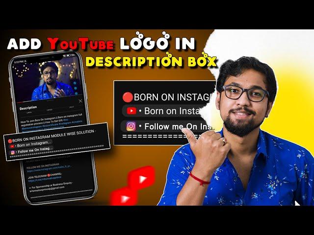 How To Add YouTube Logo Link In Description Box | Description Me Instagram Link Kaise Dale