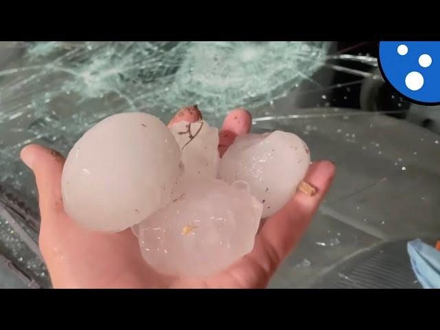 FREAK HAIL producing supercell slams Hot Springs to Buffalo Gap, SD