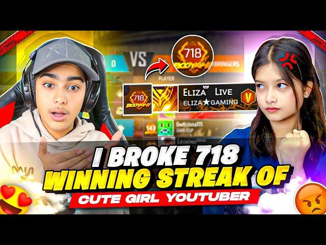 I Broke Cute Girl’s 718 Winning Streak  Aditech Vs Cute Girl - लड़की गुस्सा हो गयी  - Free Fire