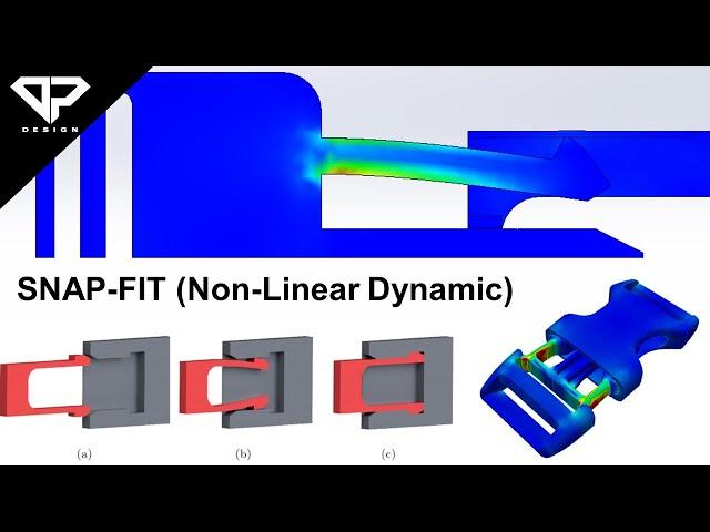 Snap-fit Non-Linear Dynamic simulation using Solidworks Simulation | FEA | DP DESIGN