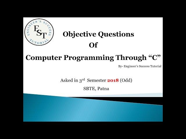 Computer Programming Through C 2018| Engineers Success Tutorial | Diploma question solution SBTE