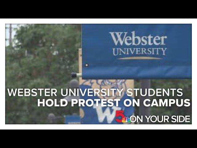 Webster University students protest budget cuts and leadership