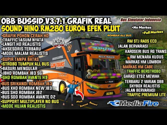 OBB BUSSID TERBARU V3.7.1 SOUND HINO SUOS RM280 EURO 4 | GRAFFIC HD | Full Rombak Bus | Full Markas