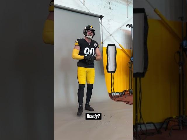 It’s been a minute  T.J. Watt warms up his sack celebration for a photoshoot #TJWatt #steelers