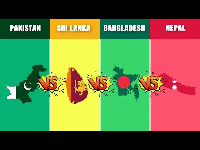 Pakistan vs Sri Lanka vs Bangladesh vs Nepal | Country Comparison | Data Around The World