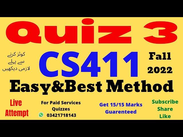 CS411 Quiz 3 | CS 411 Quiz 3 Solved | CS411 Visual Programming Quiz No 3 Solution