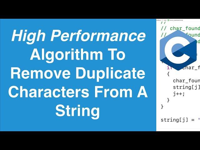 Linear-Time Algorithm To Remove Duplicate Characters From A String | C Programming Example