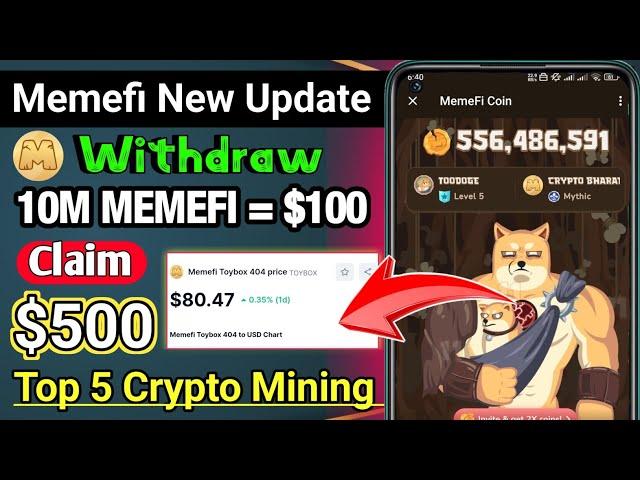 MemeFi Coin Withdrawal, MemeFi Mining New update,Top 5 Crypto mining Airdrop,New Airdrop Today