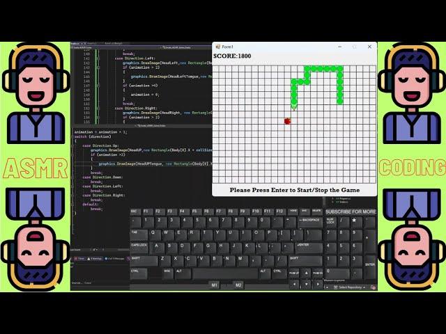 ASMR Coding Delight: Silent Snake Game Development - Relaxing Programming Experience