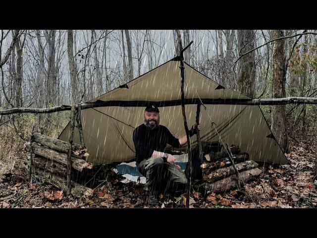 Wet and Rainy Bushcraft Tarp Camping