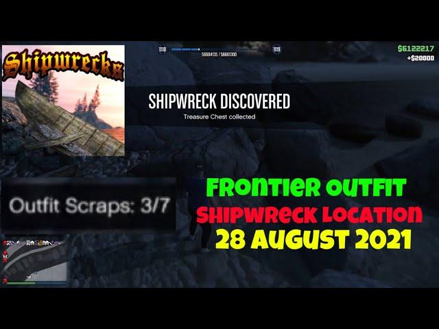 GTA Online SHIPWRECK Location 28 August To Unlock Frontier Outfit (Outfit Scrap 3/7)