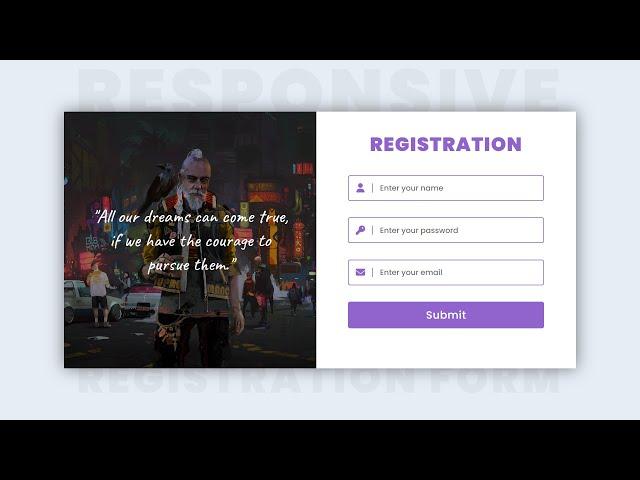 Responsive Registration Form In Html And CSS | Design Responsive Signup Form