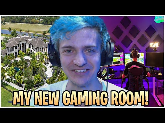 Ninja Reveals His New Gaming Room At His Brand New House & Gets His First Win! - Fortnite