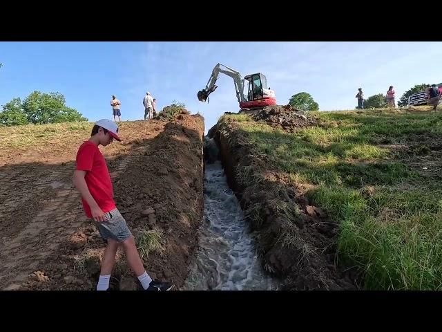 Opening Up Farm Pond Dam   HD 1080p