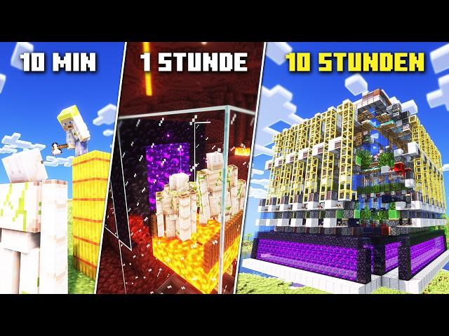 10min vs 1 STUNDE vs 10 STUNDEN IRON FARM in Minecraft HARDCORE!