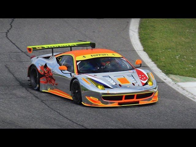 Ferrari 458 GT2 on Track - Start up, Fly by, Accelerations