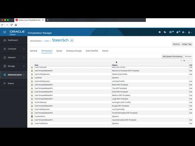 Oracle Linux virtualization Manager - Role Based Access
