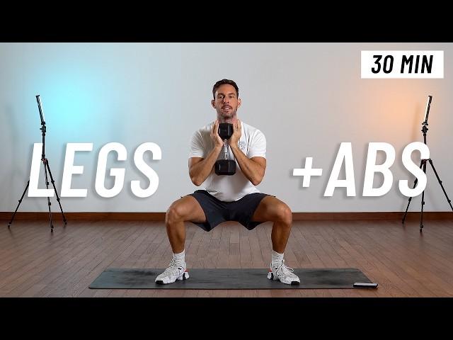 30 Minute Legs & Abs Workout With Dumbbells - Strengthen & Build Your Lower Body