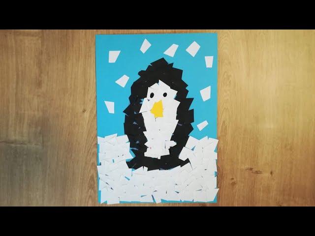 winter pictures / crafts for toddlers: cute penguin from snippets - very easy!