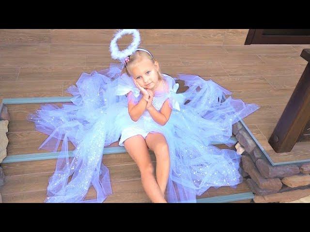 Alice and mommy made DRESS with your own hands !!! DIY angel dress for girl