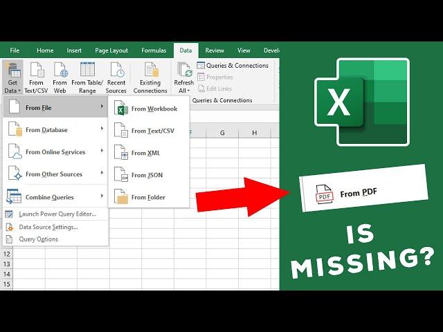 How to Import PDF into Excel (Get Data from PDF is Missing)