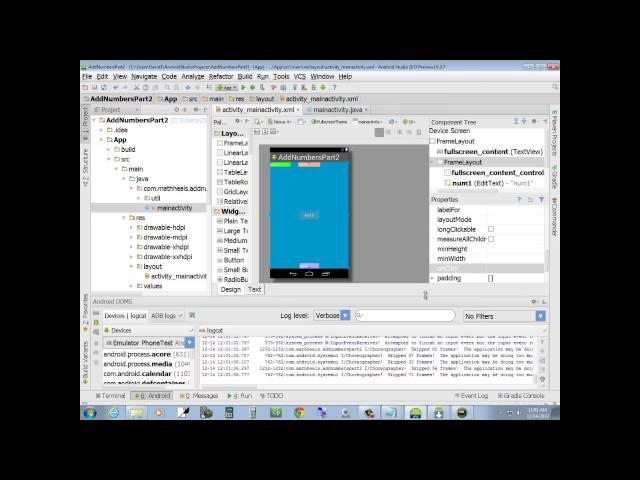 Android Studio - App Development - Lesson 1 - Adding Two Numbers App