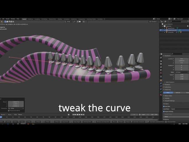 BLENDER: How to array object along curve without distortion and align to a surface normal.