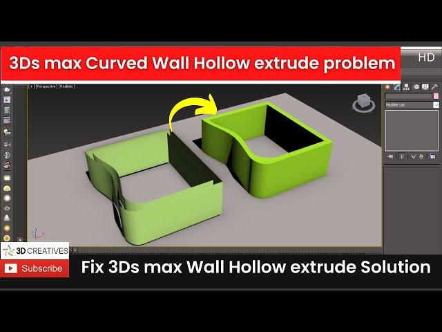 3ds max Curved Wall Hollow Extrude Problem