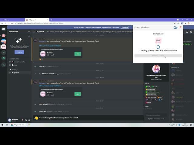 How to export members list from a Discord channel.