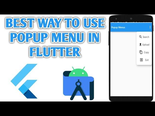 Popup menu button | Flutter settings menu | How to Create popup menu in Flutter android studio