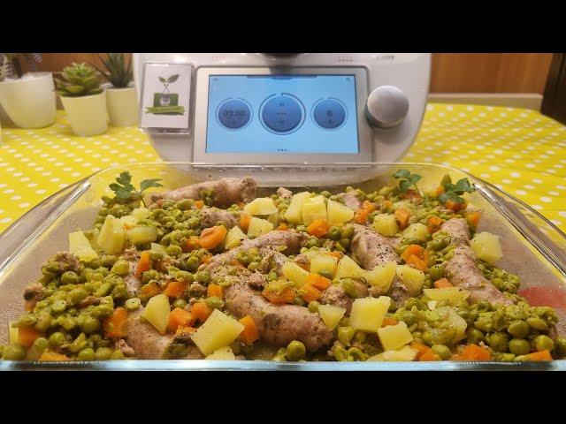 Salsiccia con piselli patate e carote per bimby TM6 TM5 TM31