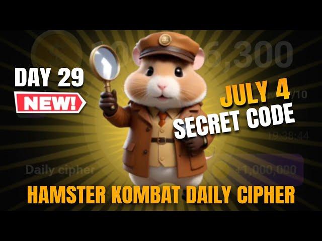 DAY 29! HAMSTER KOMBAT DAILY CIPHER CODE | HAMSTER KOMBAT MORSE CODE JULY 4