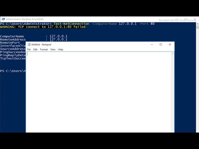 Powershell command to check open port