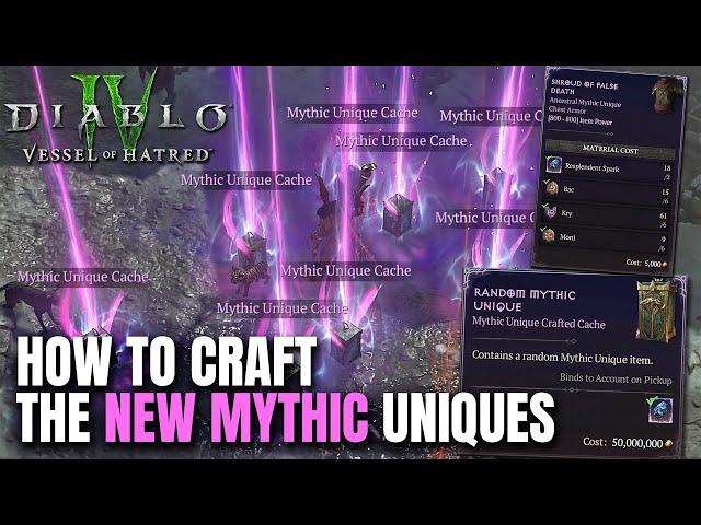 How to craft the NEW MYTHIC UNIQUES in Vessel of Hatred Diablo 4