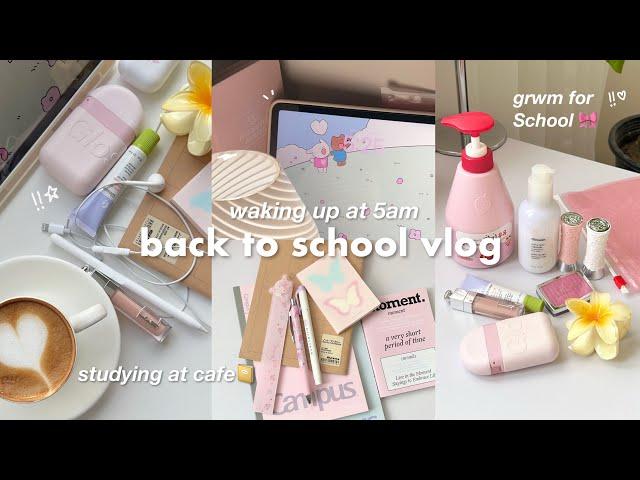 back to school vlogwaking up at 5am, studying, grwm for school, cooking, cafe, productive vlog